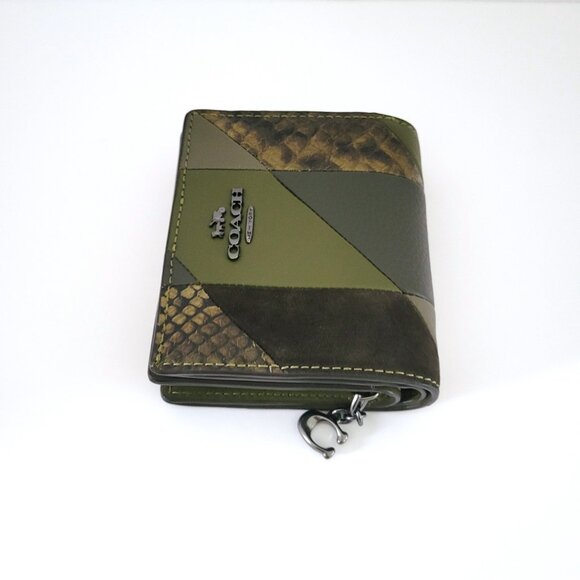 Coach CCL77 Snap Wallet Patchwork Small Clutch Olive Multi Mixed Materials - Picture 4 of 7